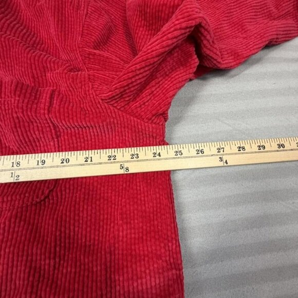 L.L.Bean Corduroy Shirt Mens XL Red Plaid Lined Button Front Shacket - Picture 6 of 10